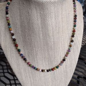 Multi-colored minimalist gemstone necklace
